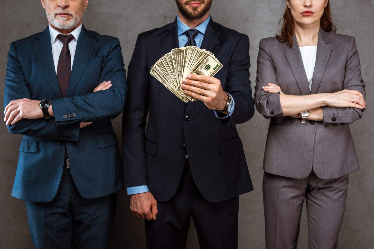 Business owners reviewing value