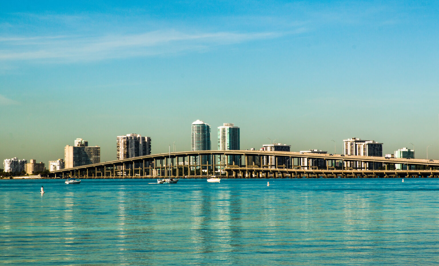 Miami causeway across Biscayne Bay